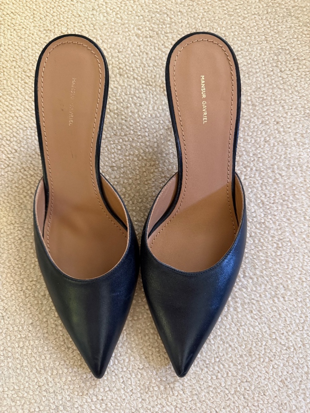 Mansur Gavriel Black Lambskin Slipper Heels